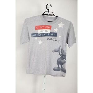 Walt Disney World Disneyland Shirt Mens Large Gray Red White Blue Short Sleeve